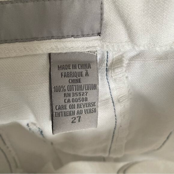 Marithe Francois Girbaud White Denim Capri Cropped Rainbow Embroidered Jeans 27 - Picture 10 of 11